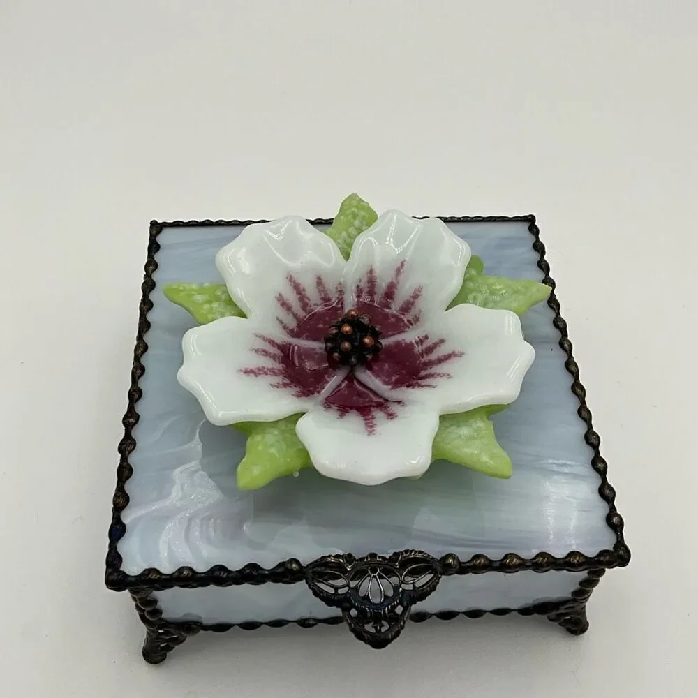 HANDCRAFTED Stained Glass Jewelry Box Keepsake Box